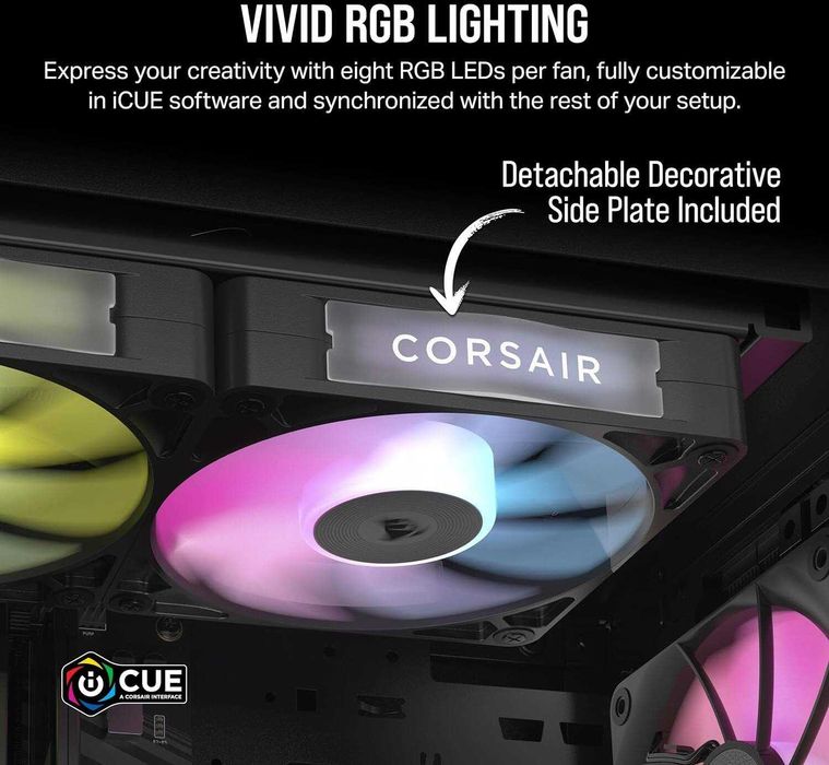 Set 3 Ventilatoare Corsair iCUE LINK RX120 RGB, 120mm, Negru, ca nou