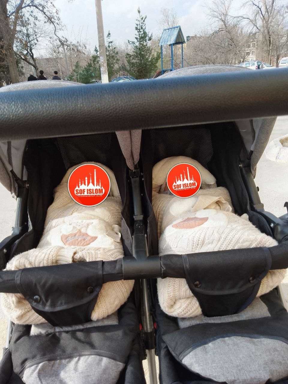 Детский  кольяска  двойная