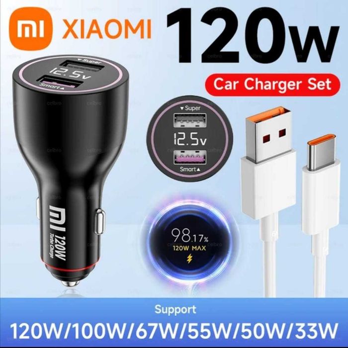 Set incarcator+cablu type-C Xiaomi 120w nou super charge original