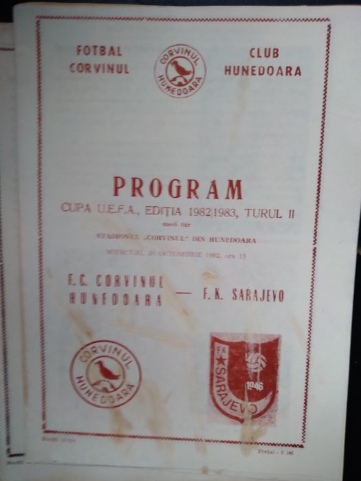 Programe de fotbal Corvinul Hunedoara .