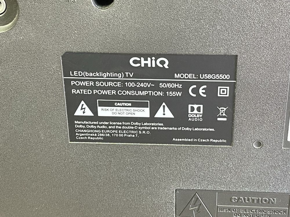 Телевизор CHIQ UHD 4K LED 58” Smart | Wi-Fi -  U58G5500