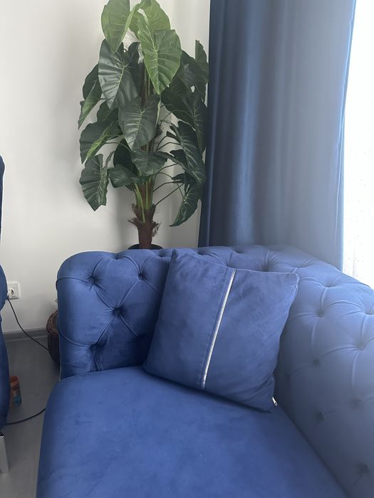 Set Canapea + 2 fotolii de catifea premium si picioare metalice