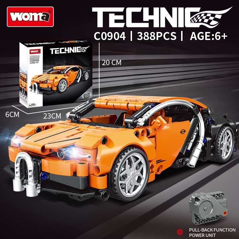 NOU LEGO Replica Bugatti Veyron, 388 piese, portocalie