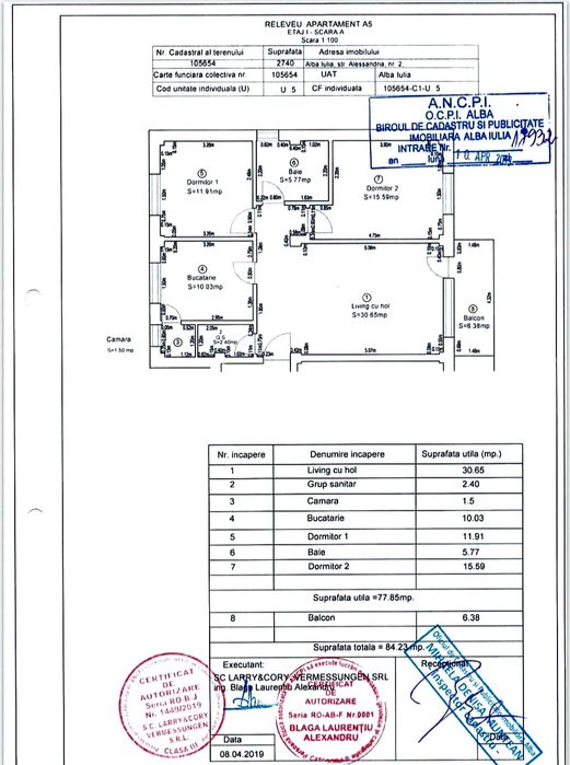 Apartament 3 camere  84 mp Str. Alessandria Penny Motilor