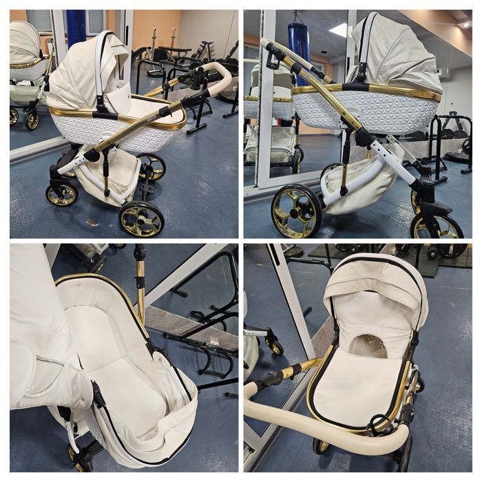 Бяла бебешка количка 3в1