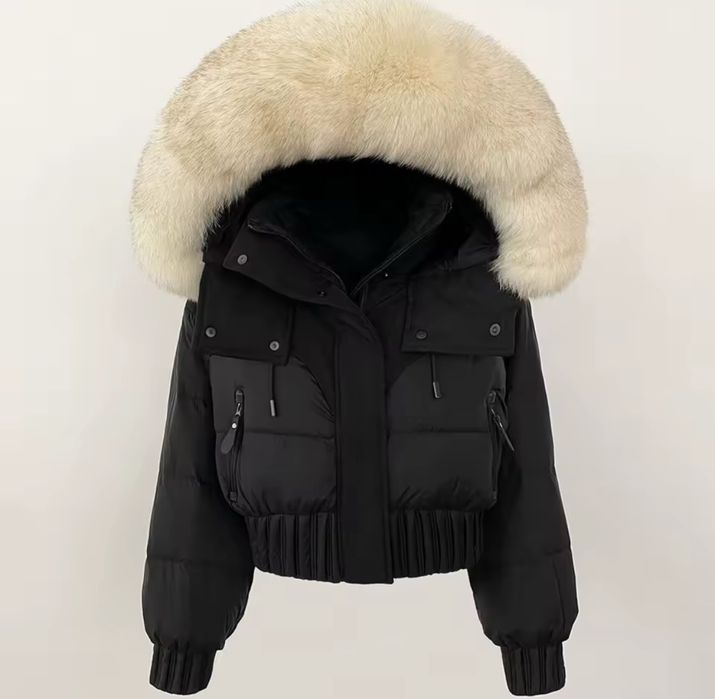 Зимно яке с яка от естествен косъм лисица