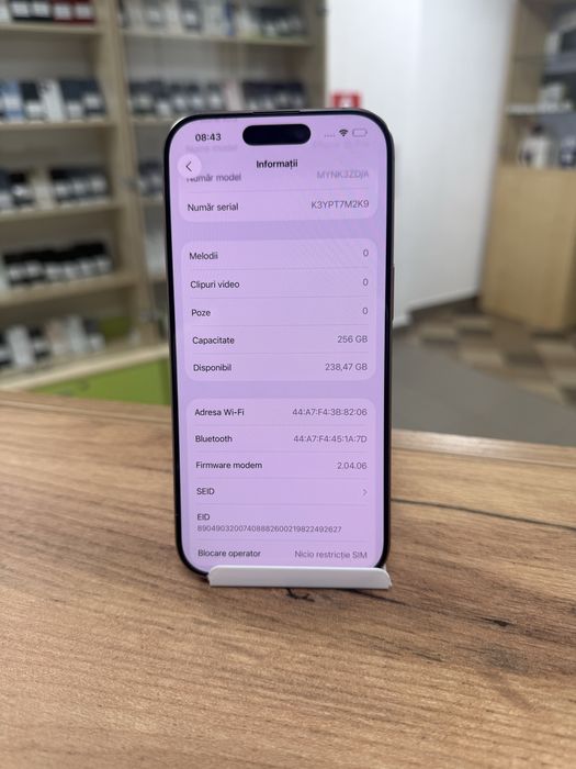 iPhone 16 Pro, memorie internă 256gb, sănătate baterie 100%
