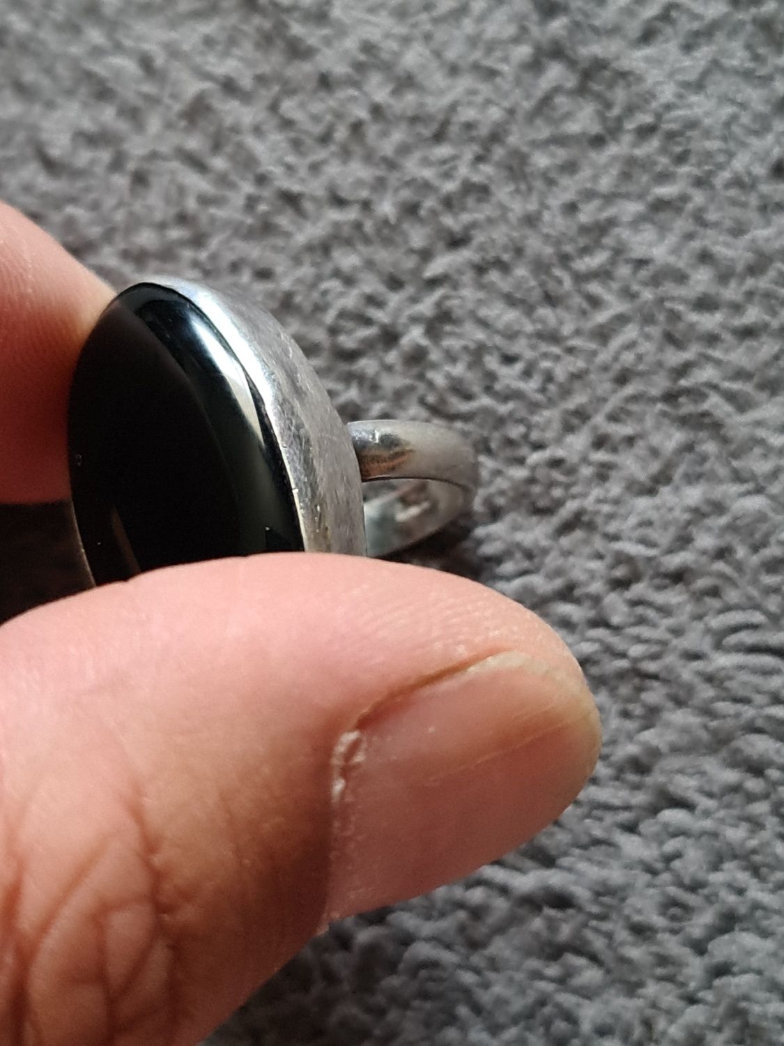 Inel mare masiv argint 925 piatra onix,stare foarte buna