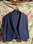 Costum bărbătesc elegant bleumarin în carouri – 3 piese, mărime 44
