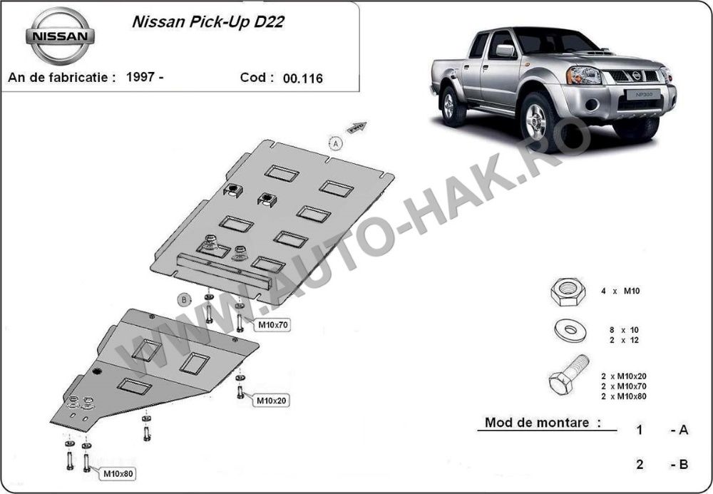 Scut metalic cutie de viteze Nissan Navara D22 1997-2004