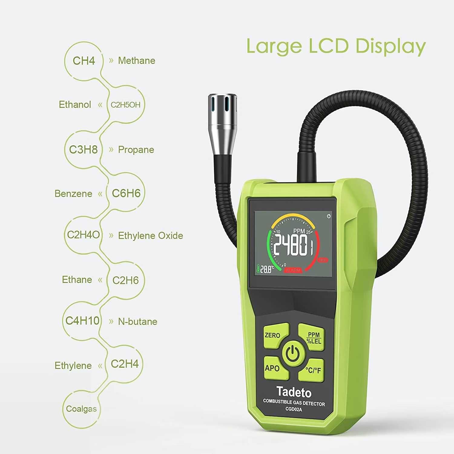 Detector gaz profesional, detectare scurgeri de gaz, LCD,50-50000 PPM