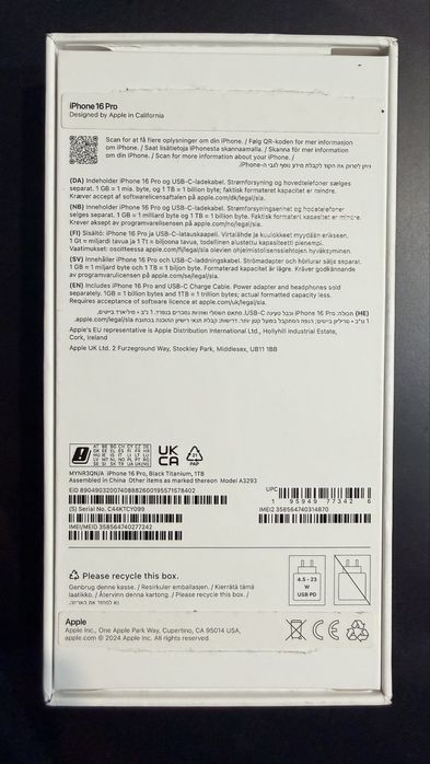 Iphone 16 Pro Black Titanium 1T