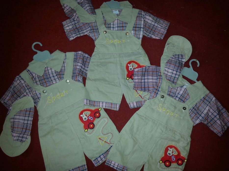 Costume salopete noi 3 piese camasa sapca si salopeta