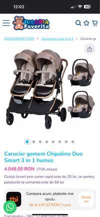 Carucior gemeni Chipolino 3 in 1