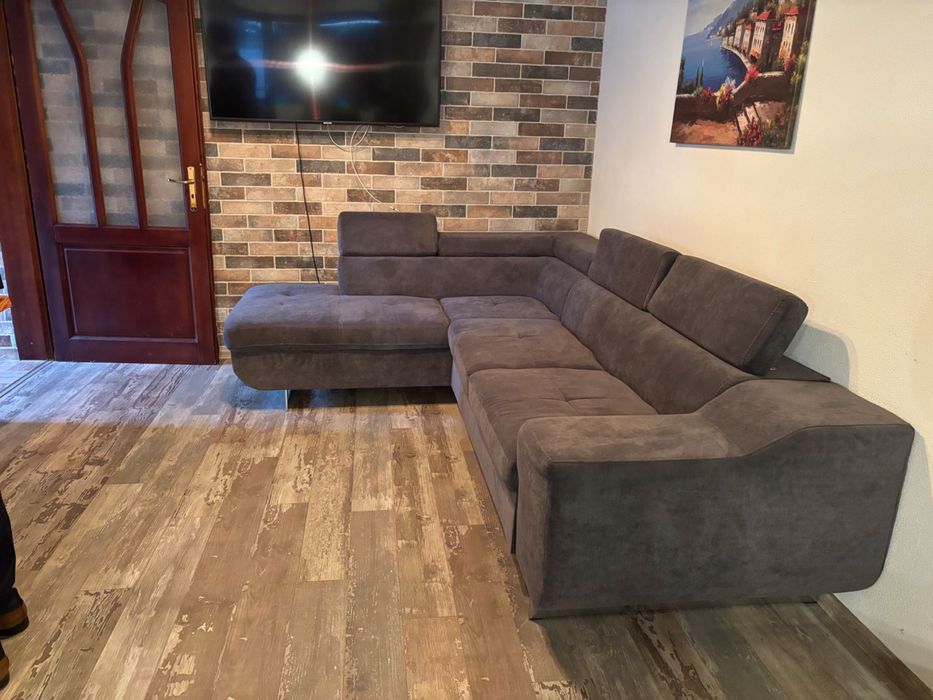 Ъглов диван, сив