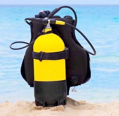 Акваланг, ласты, компенсатор плавучести, баллон, октопус. В сборе.