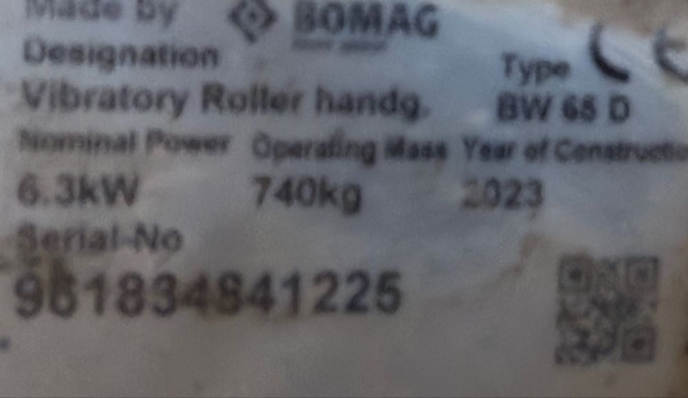 Cilindru compactor Bomag BW 65 D / Motor Kohler / 2023 / 32h functiona