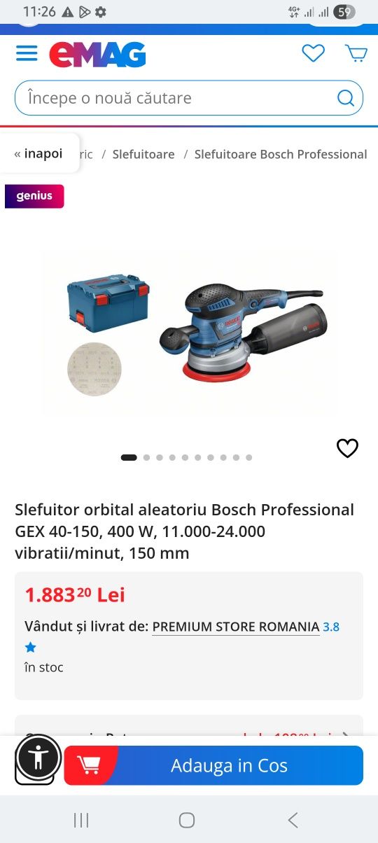 Slefuitor excentric Profesional Bosch GEX 40-150
