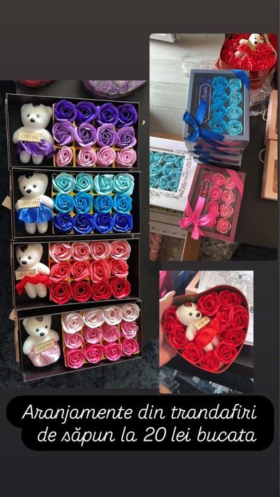 Ursuleți de pluș și trandafiri din sapun