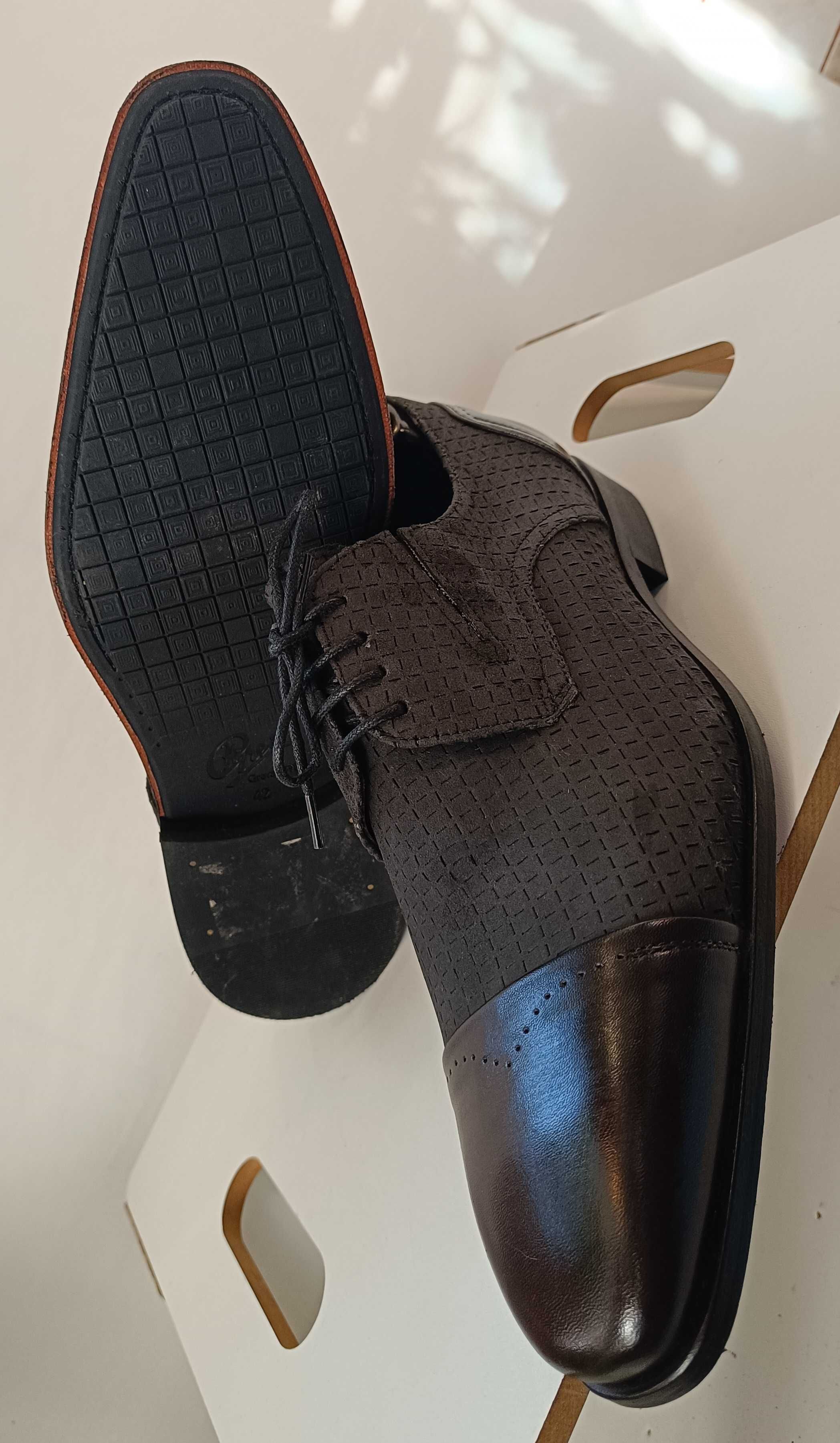 Pantofi derby 42 42.5 de lux GREVE NOI lucrati manual piele naturala