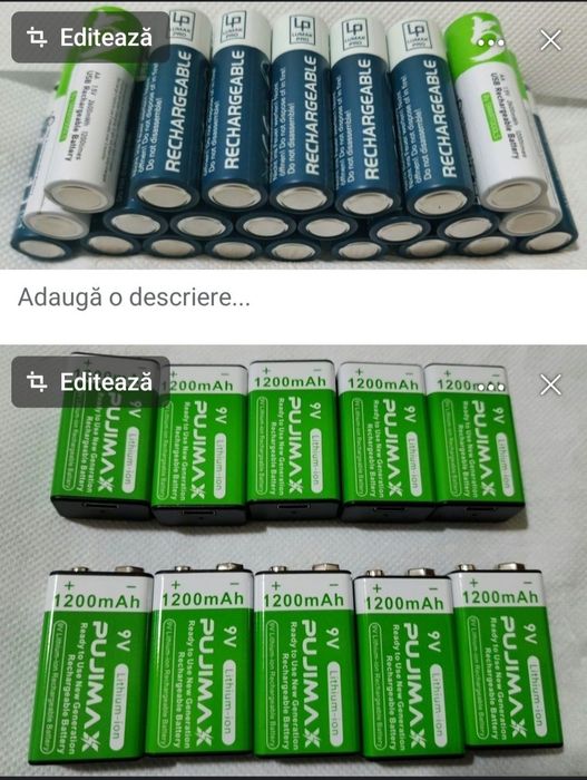 Acumulatori 9v si 1.5v reincarcabili Usb-C
