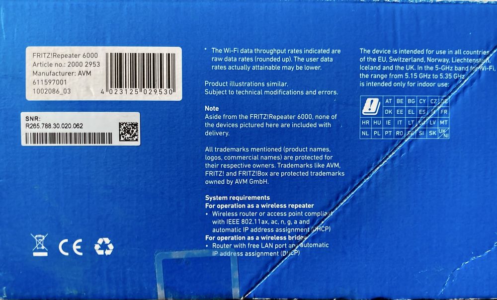 Fritz Wifi Repeater 6000/ Amplificator Wifi