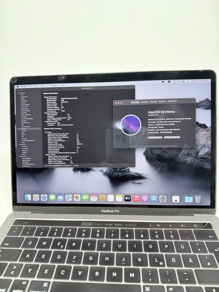 MacBook Pro 2016/TouchBar/Retina Dysplay/16GB/512GB/Core i7 3,30 GHz/