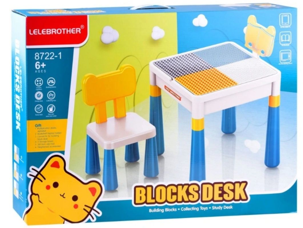 Masuta Lego cu scaunel 2 in 1 Lelebrothers Blocks desk