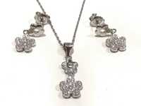 Argint set bijuterii Floare - cadou pentru ea- lant, pandantiv, cercei