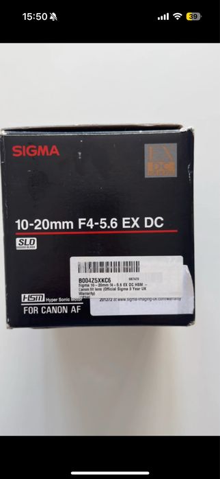Obiectiv Canon Sigma 10-20mm f/4-5.6 ex dc hsm
