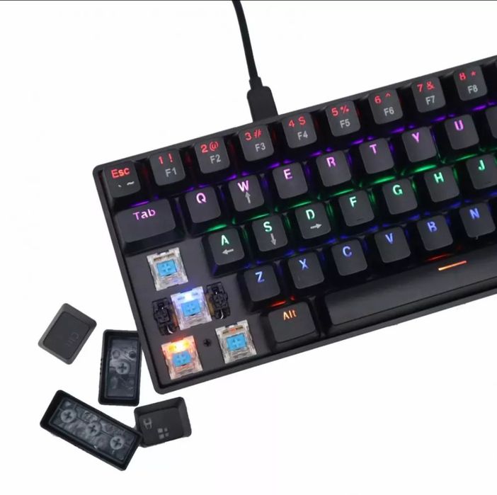 Tastatura switch uri albastre,61 taste si led