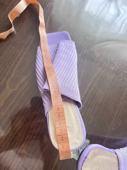 Лилави летни чехли от плат, номер 37