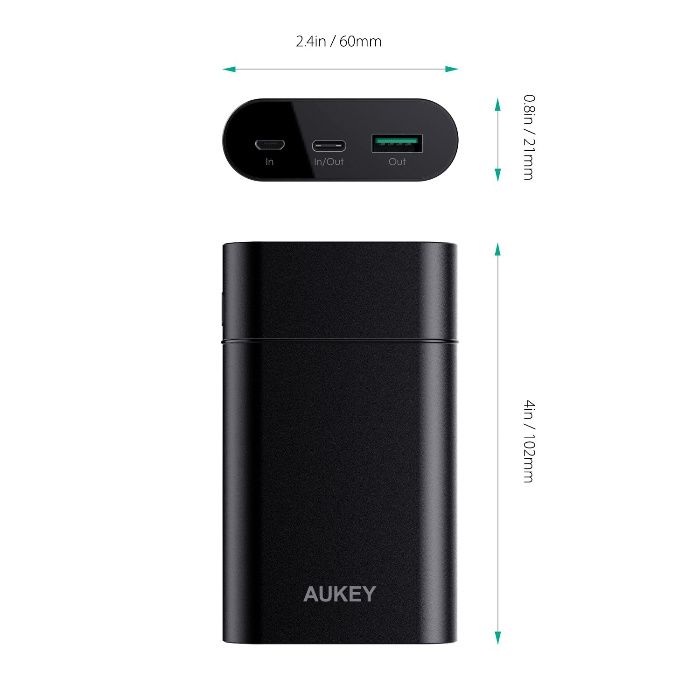 AUKEY USB-C,10050mAh-външна USB батерия