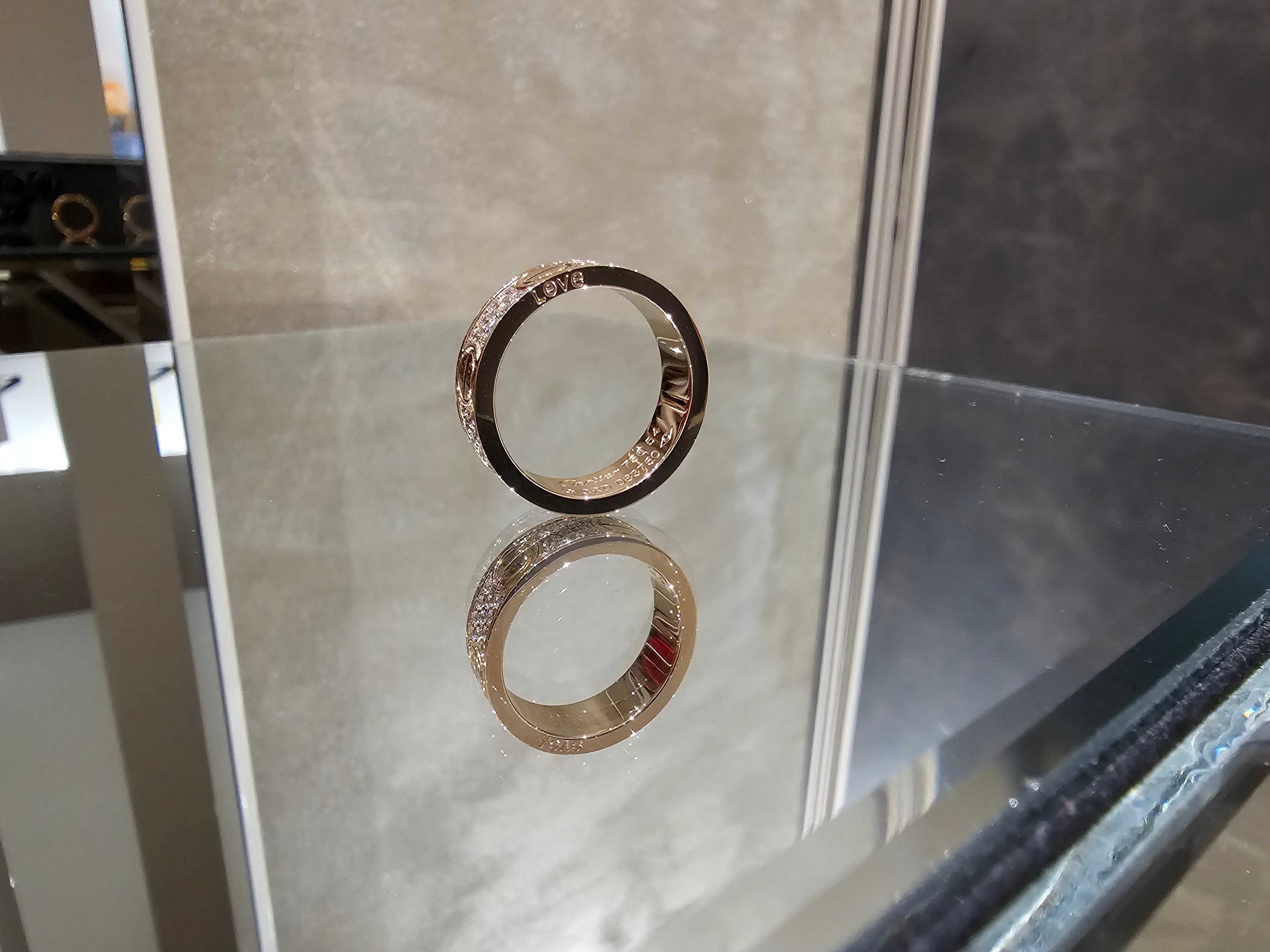 CARTIER Love Band Rose Gold Classic Model Paved Diamonds Пръстен