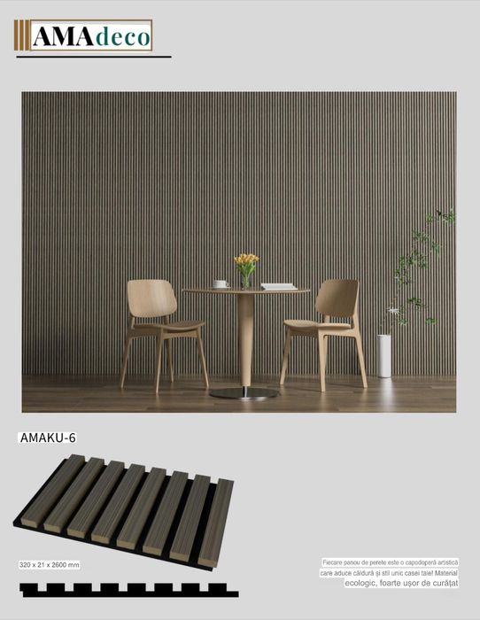 Panou Riflaj MDF Acustic PREMIUM 8Lamele2600×300×21