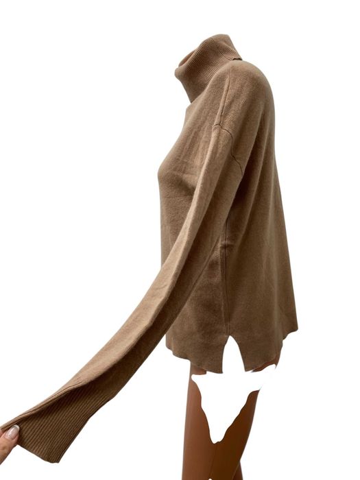 HALOGEN размер M дамски кашмирен пуловер 100% КАШМИР поло яка бежов