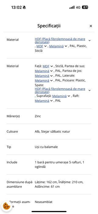 Vand dulap luat de la Jisk folosit doar 3 luni