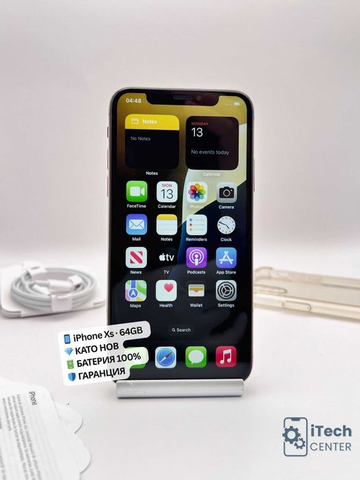 iPhone Xs, 64GB, Gold, 100% батерия, КАТО НОВ, ГАРАНЦИЯ!