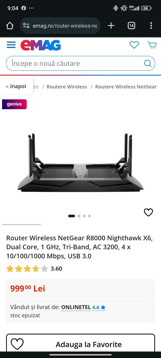 Router Tri-Band Wifi, 3.2 Gbps, Netgear Nighthawk X6  R8000 AC3200