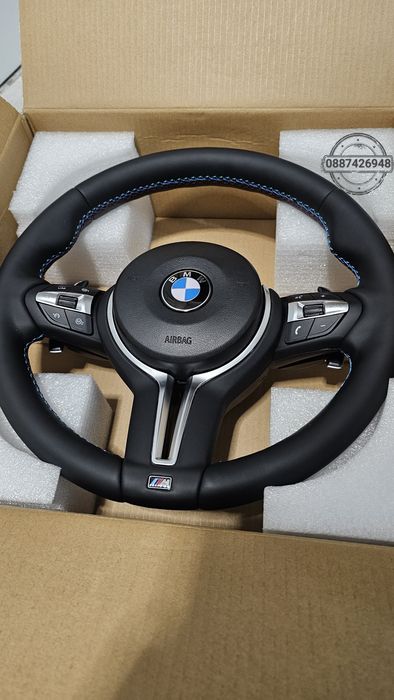 Нов кожен Спортен Волан за Бмв + подарък юбилейна емблема 45мм за BMW