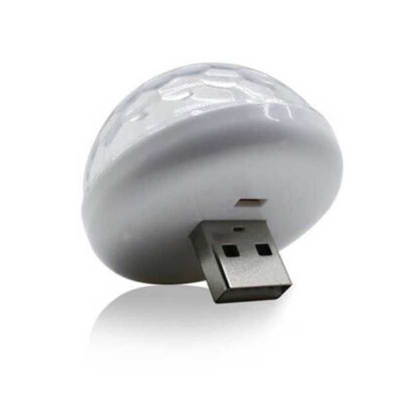 Светеща диско топка с USB порт за включване към автомобил, телефон.