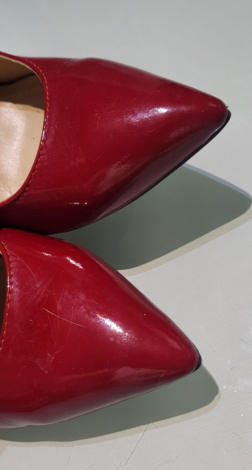 Pantofi stiletto 37, piele naturală, roşii