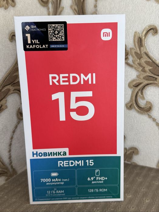 Redmi 15 black(qora)  12-128 Gb YANGI
