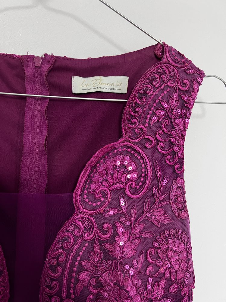 Rochie lunga, eleganta Ana Radu, La Donna: neagra, fucsia, multicolora