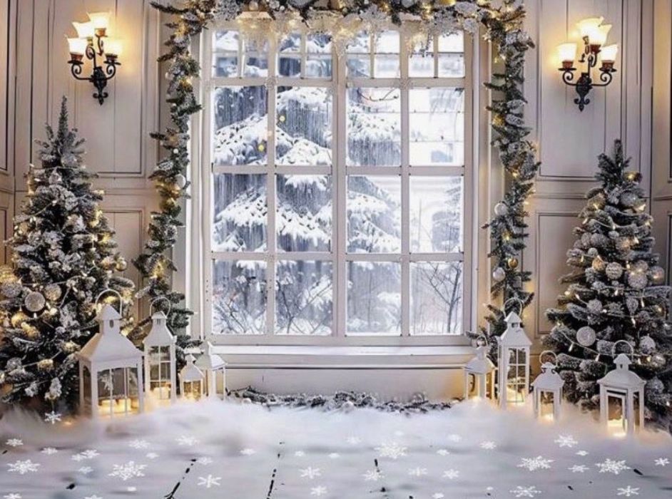 2 bucati Decor perete pentru poze /Wallpaper Craciun /Tapet foto