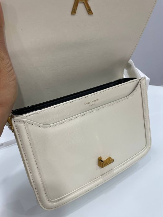 Чанта кожена YSL бяла и черна