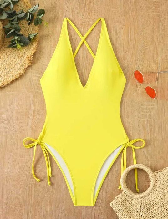 Цялостен жълт бански С/М размер