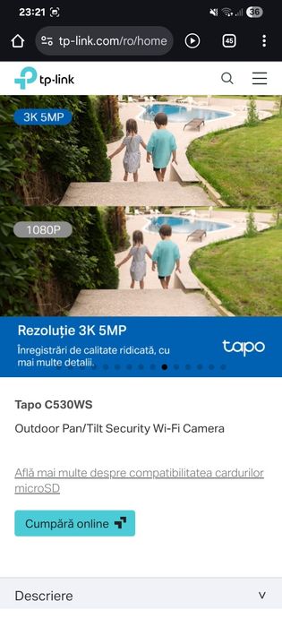 Ultima oferta Camera Tapo C530WS 3K 5Mpx rotire 360