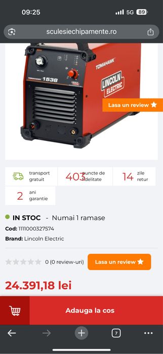 Plasma de debitat metal Lincoln Invertec PC 1030 / 100 amperi / 380v
