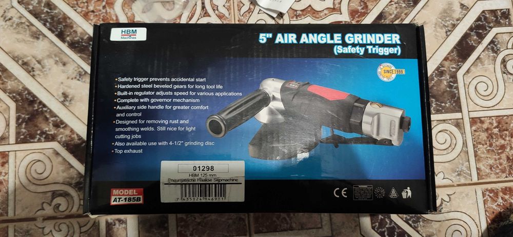 Пневматичен ъглошлайф HBM, 125 мм диск
